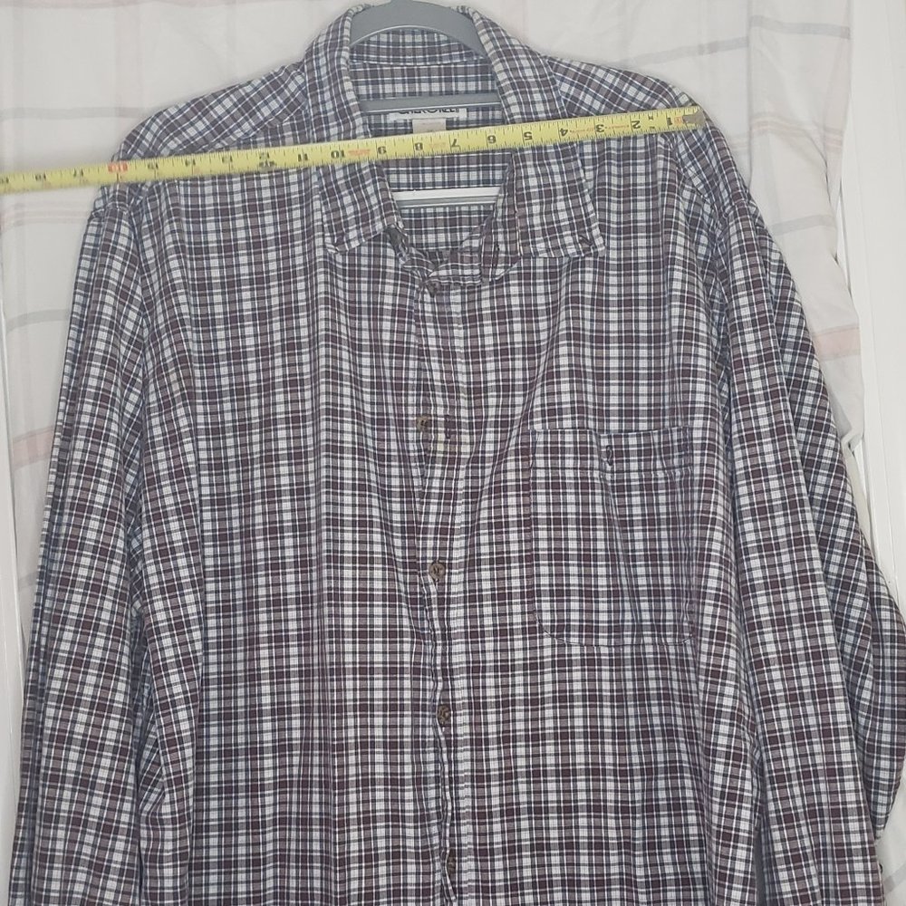 Men's Cherokee button-up shirt Size XXL, burgundy navy and white plaid